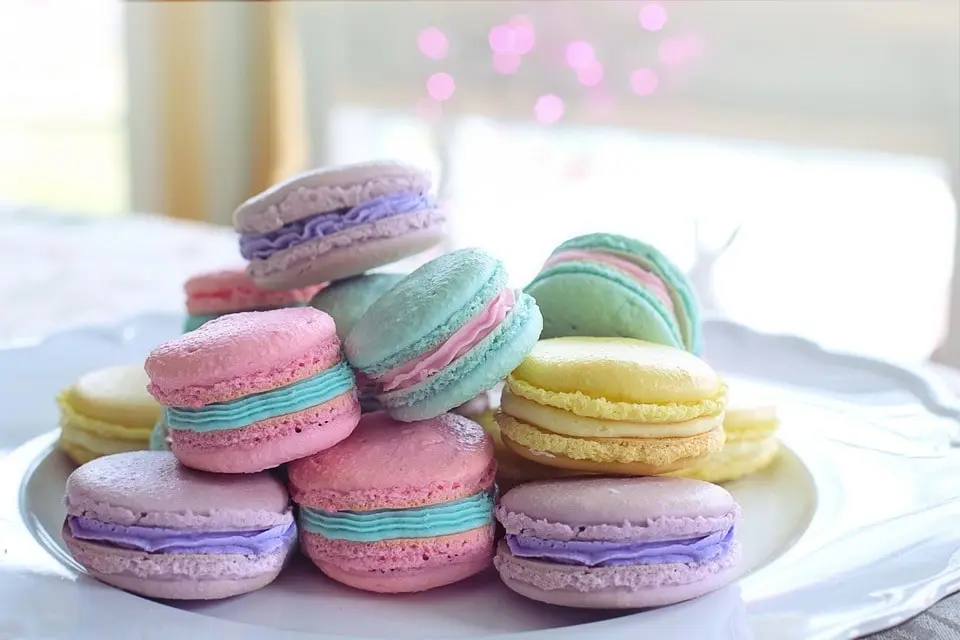 pastel color macarons for baby shower desserts