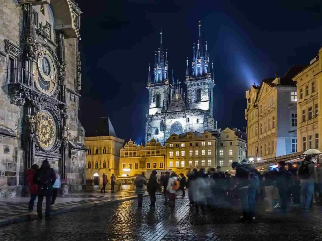 Prague city street during winters